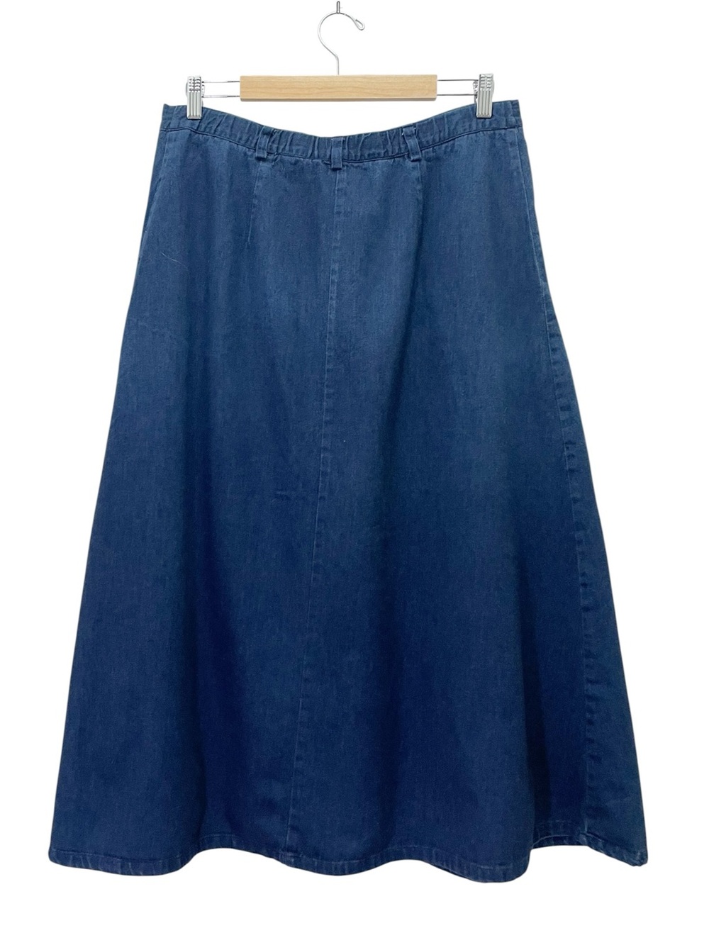 Vintage Pendleton Denim Maxi Skirt 16W Blue Cotton Button Front USA A-Line - Picture 3 of 10